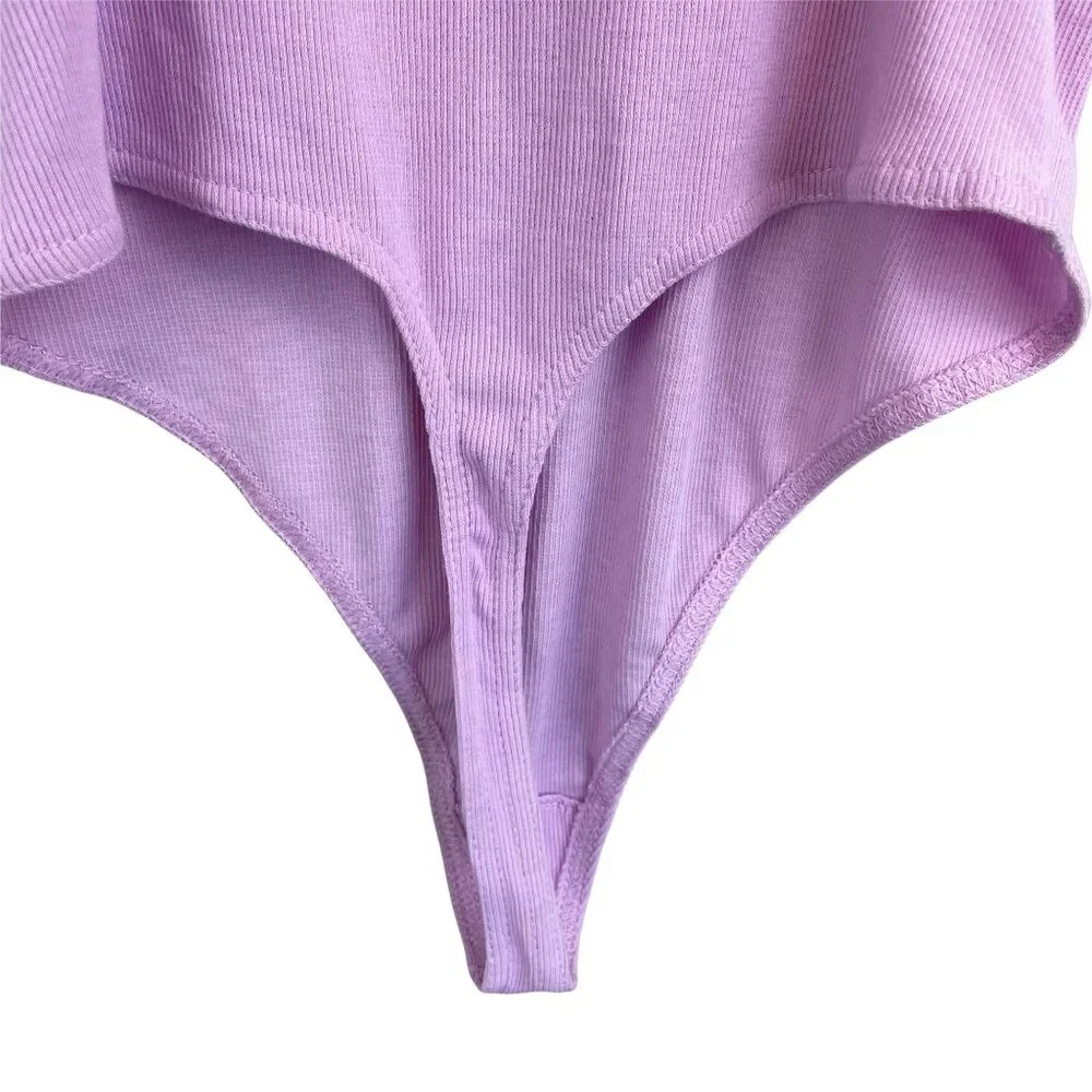 bp Nordstrom lavender pink bouquet v-neck ribbed thong tank top bodysuit medium - Picture 8 of 12